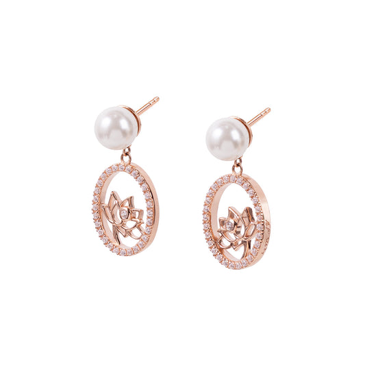 Lotus Fairies Drop Earrings Rose Gold
