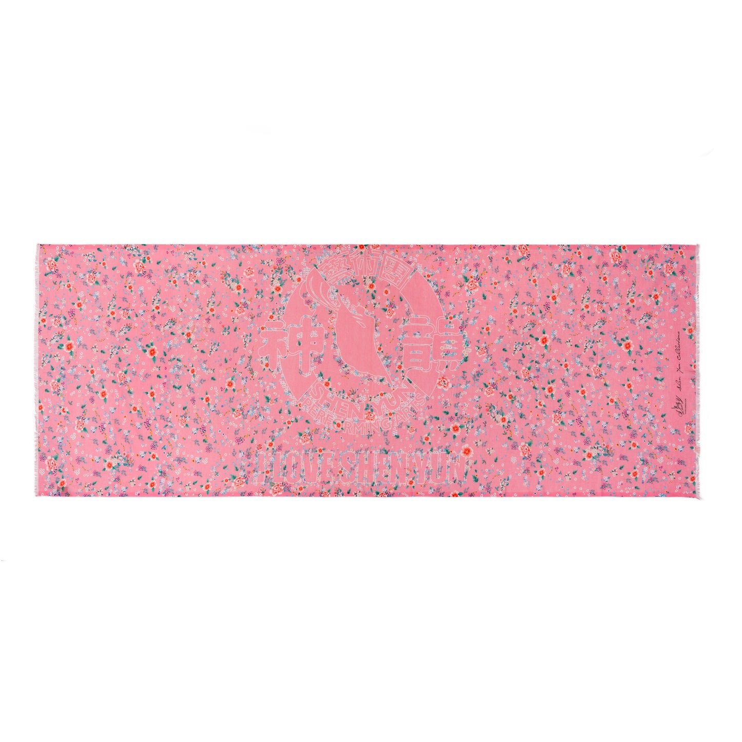 Celestial Flowers Long Scarf Pink Overall Horizontal - Shen Yun Collections