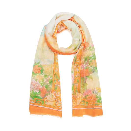Peony Elegance Long Scarf