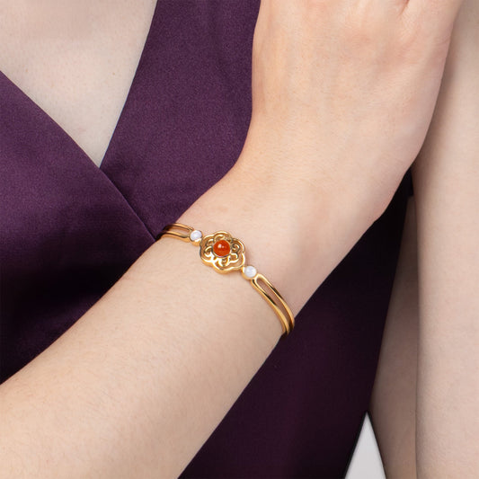 Blissful Ruyi Bangle with Carnelian