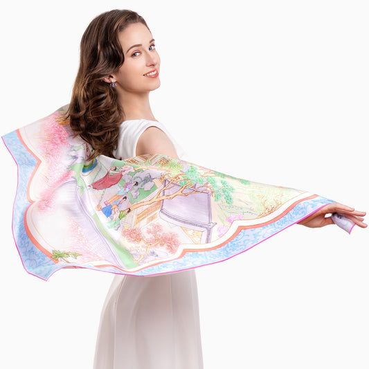 The Mulan Scarf Pink and Sky Blue