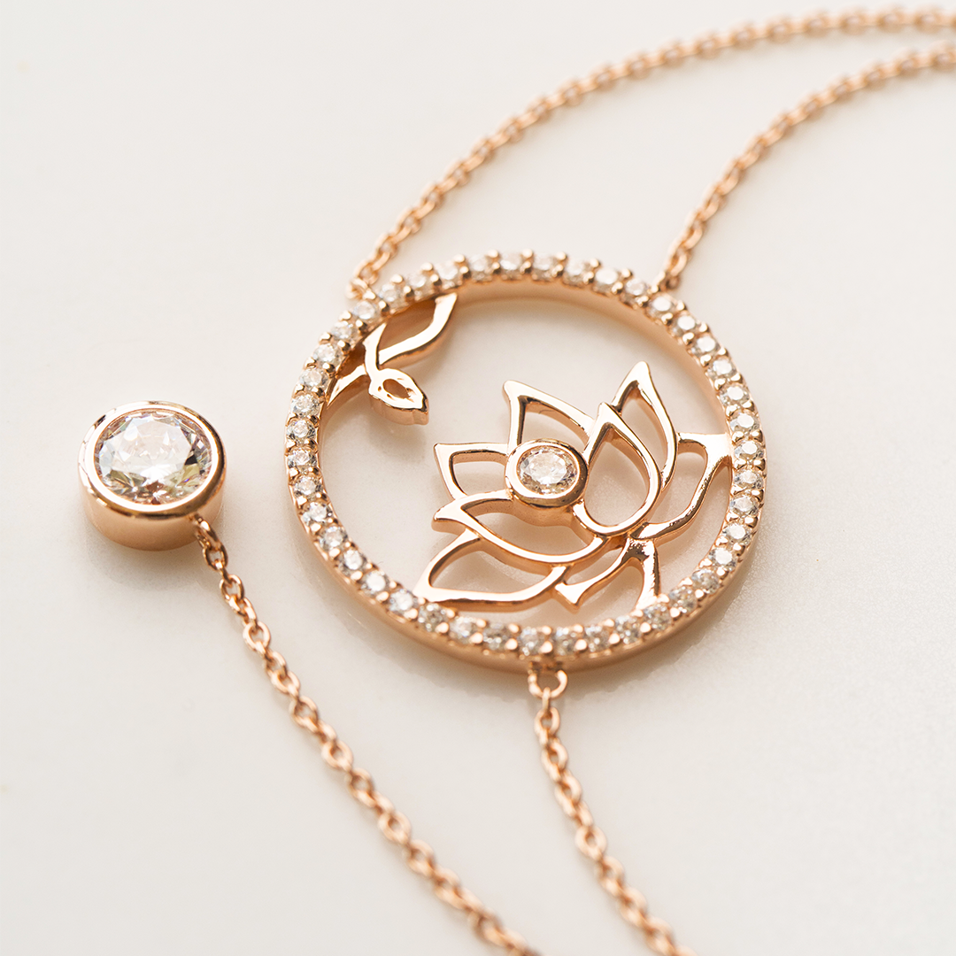 Lotus Fairies Necklace Rose Gold