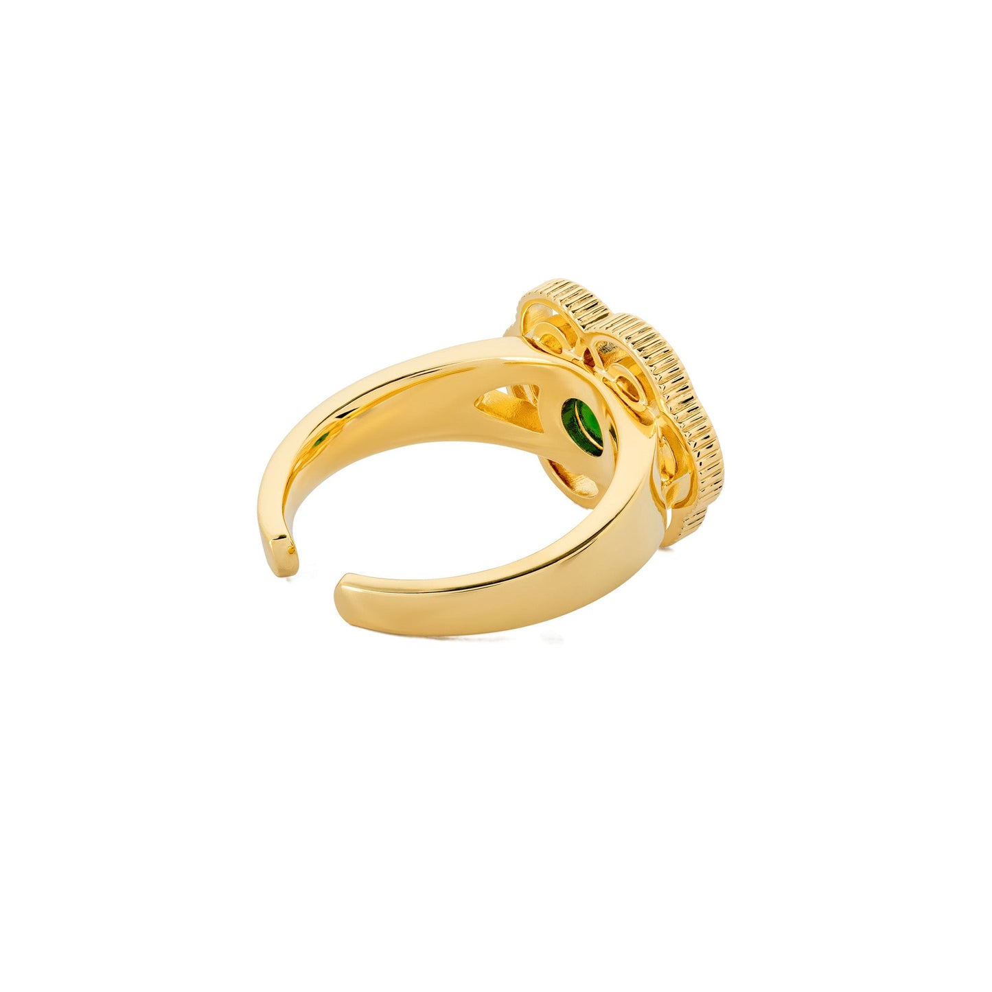 Blissful Ruyi Ring with Green Agate size 6/7