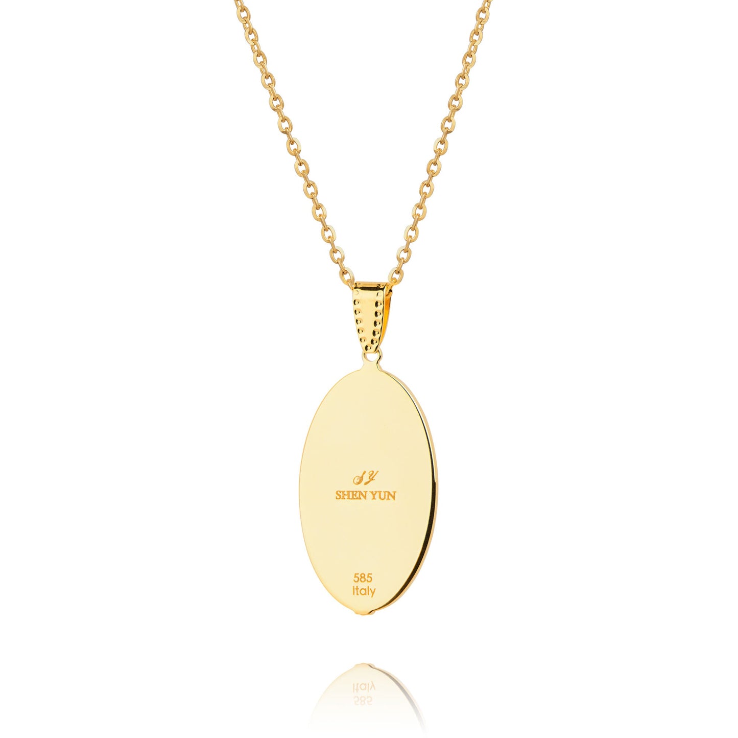 Zhen Shan Ren Words Pendant 14kt with white MOP