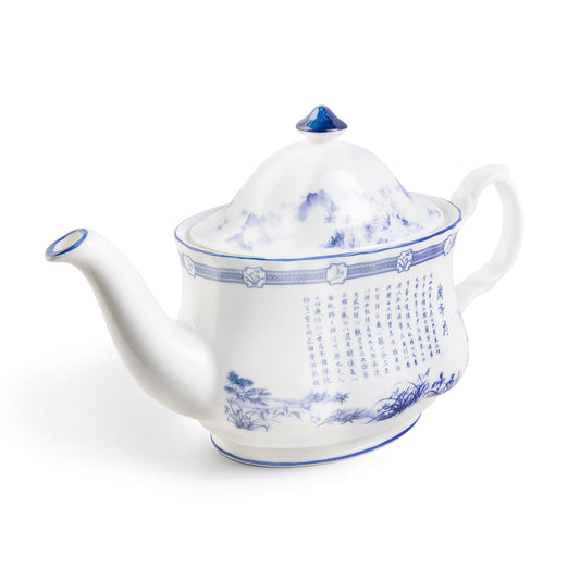 Poets of the Orchid Pavilion Teapot Oval 600ml Side View 2 - Shen Yun Collections