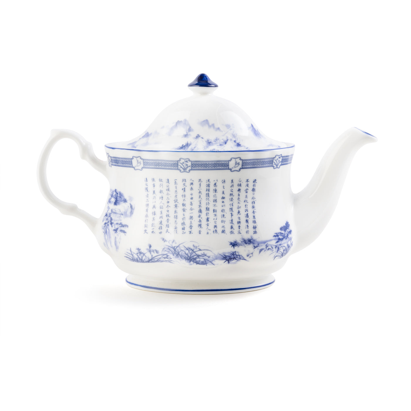 Poets of the Orchid Pavilion Teapot Oval 600ml Side View 4 - Shen Yun Collections