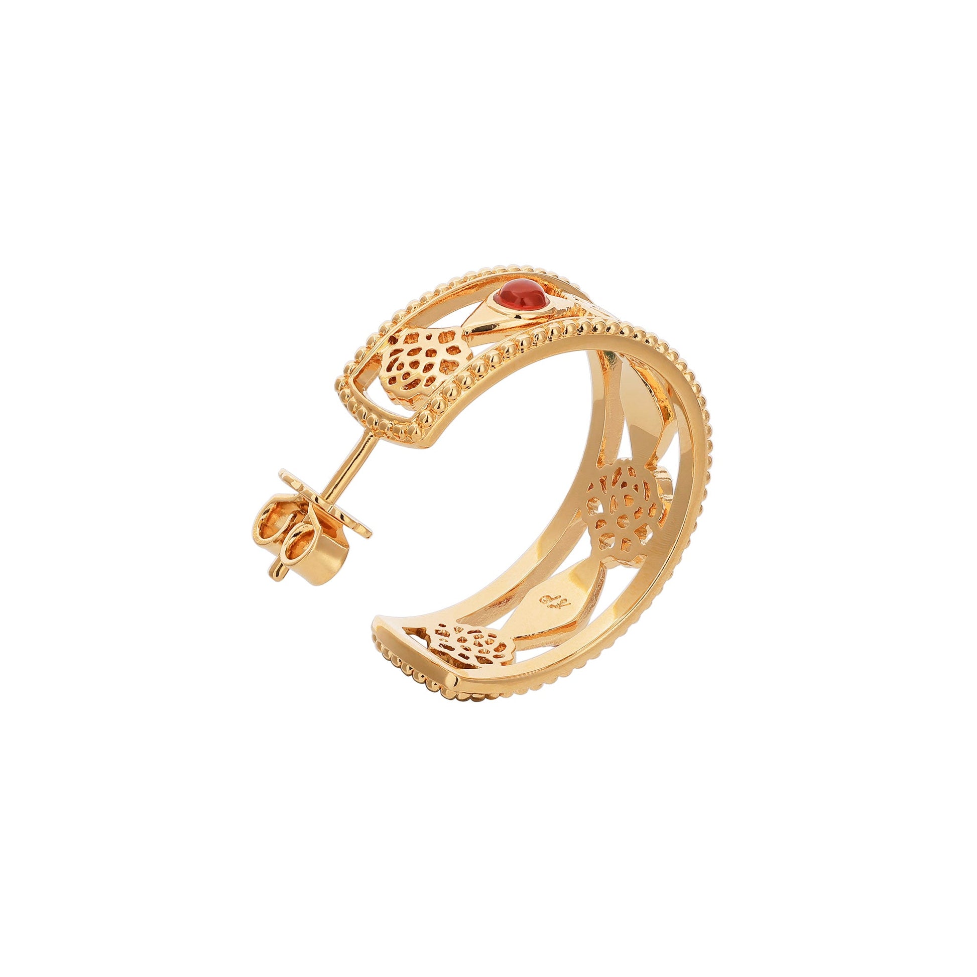 Golden Tang Peony Hoop Earrings Side Back | Shen Yun Collections