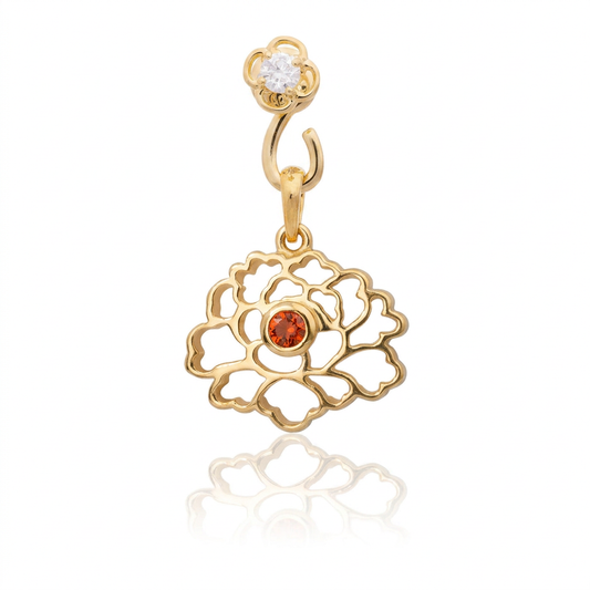 Tang Flower Charm - Gold Orange