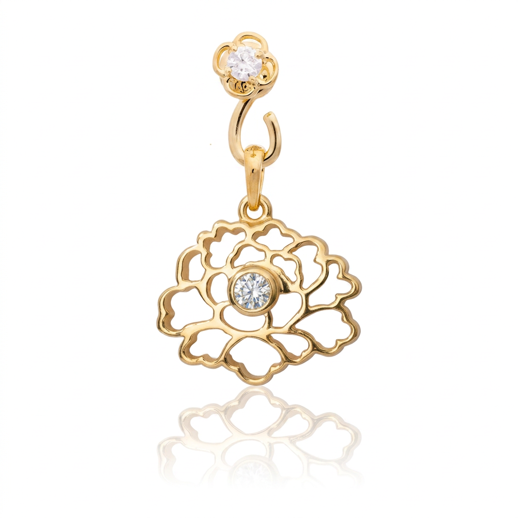 Tang Flower Charm - Gold White
