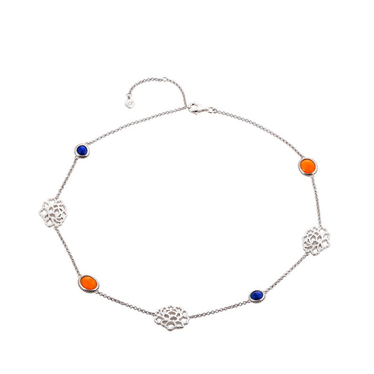 Majestic Tang Peony Necklace Silver