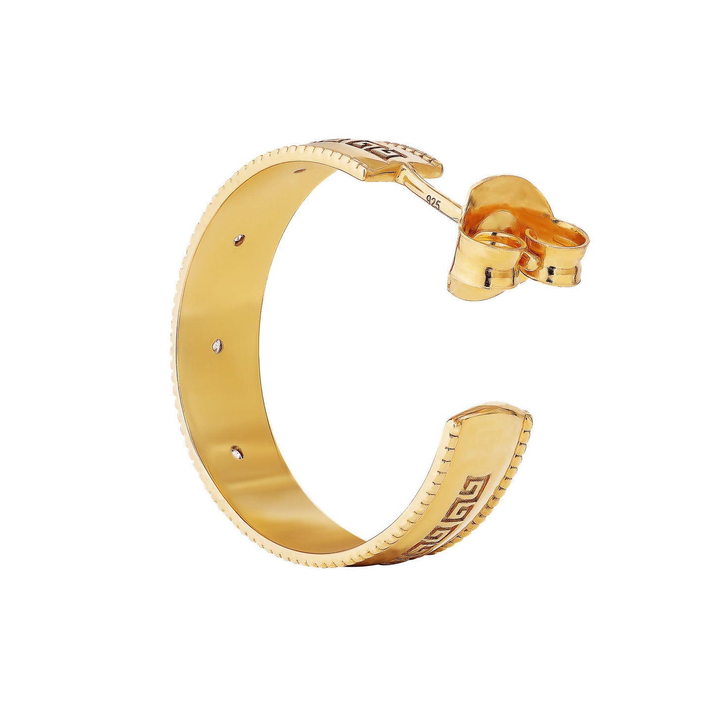Zhen Shan Ren Wondrous Words Earrings Large hoops in Gold Back Image | Shen Yun Collections