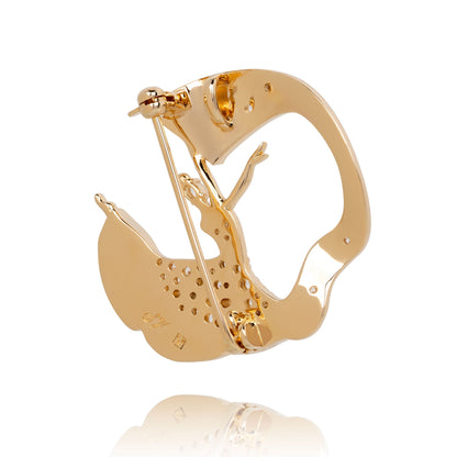 Fan Dance Brooch Gold