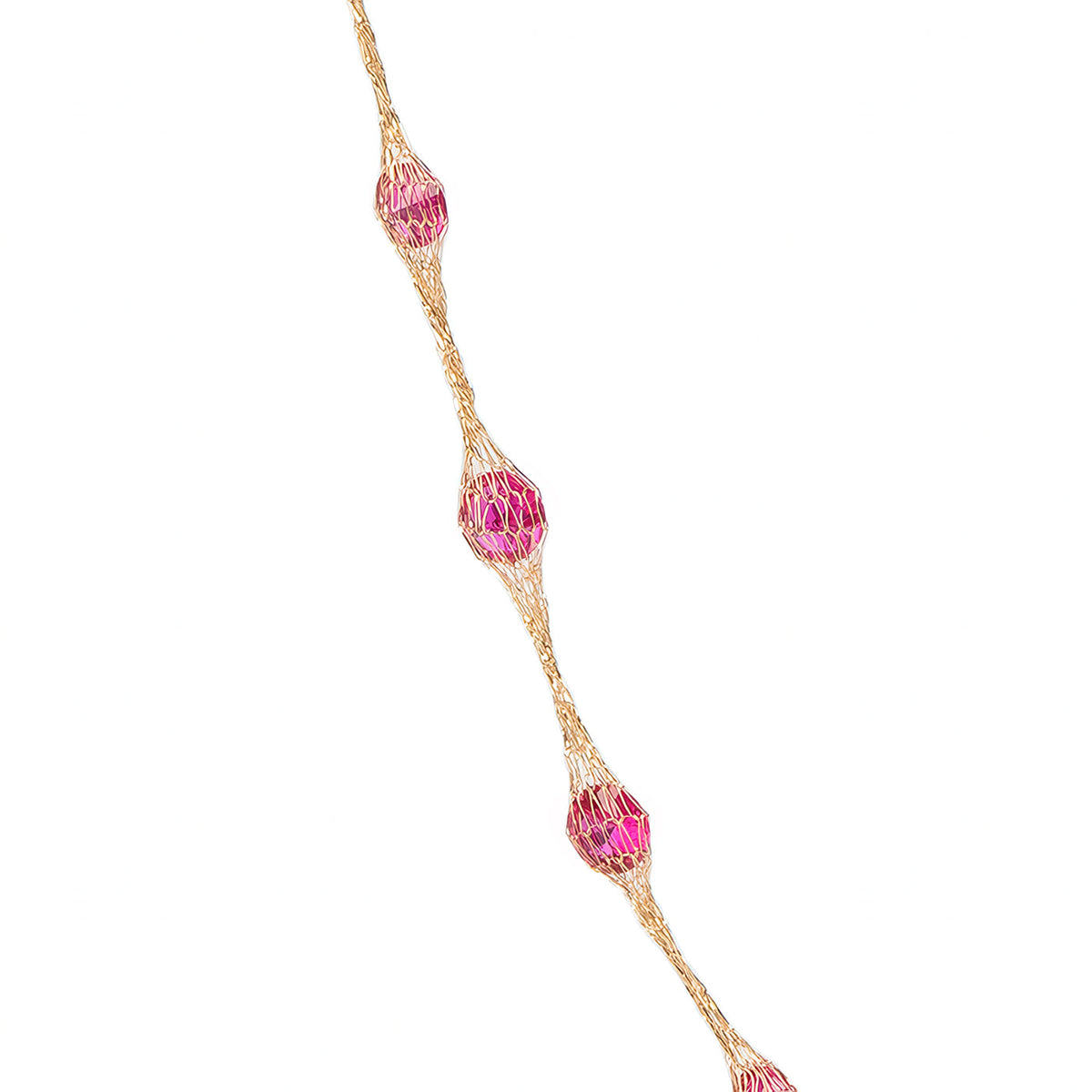 14K Gold Ruby Glow Crochet Necklace