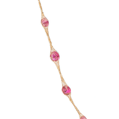 14K Gold Ruby Glow Crochet Necklace