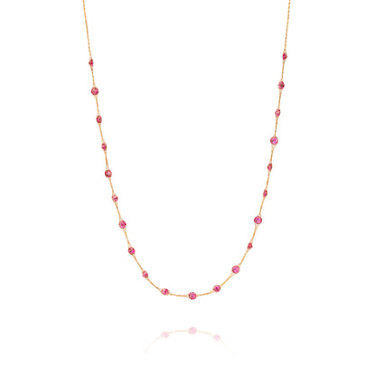 14K Gold Ruby Glow Crochet Necklace