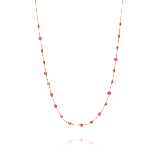 14K Gold Ruby Glow Crochet Necklace