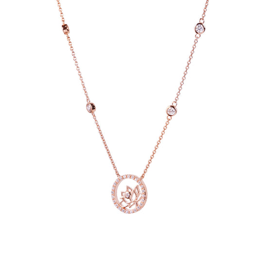 Lotus Fairies Necklace 17in Rose Gold