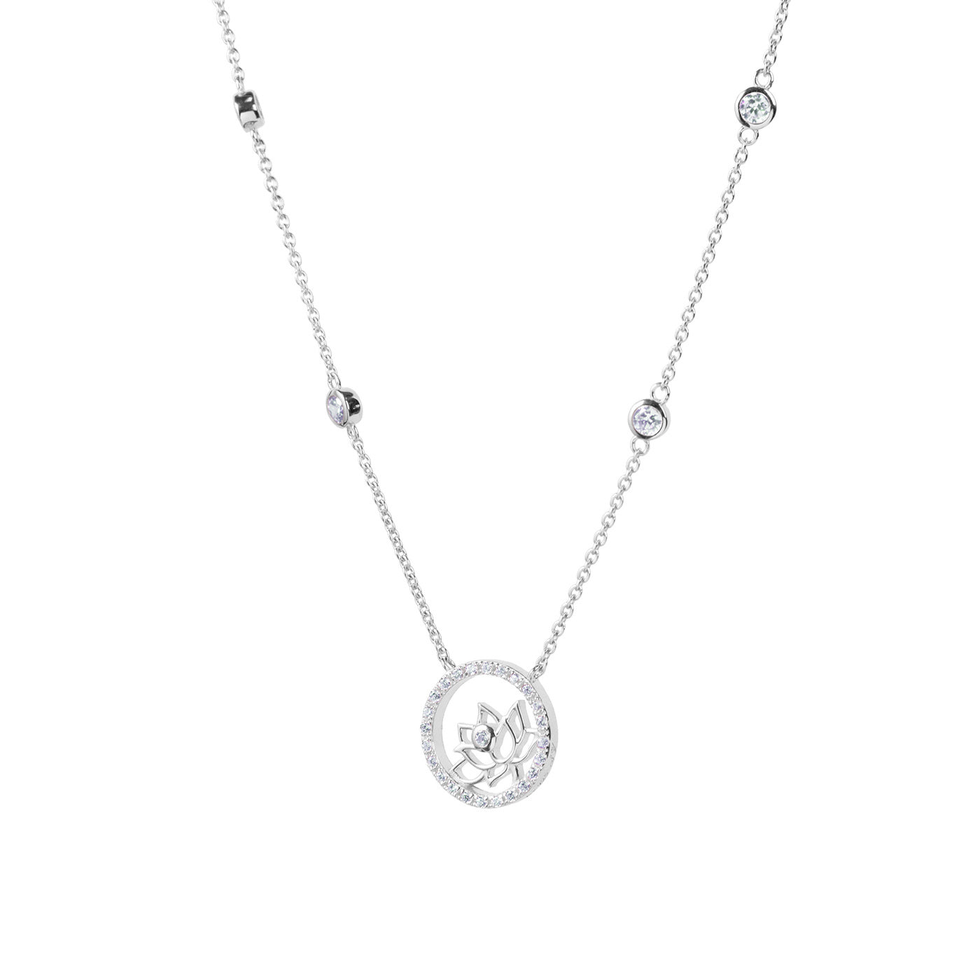 Lotus Fairies Necklace 17 Silver