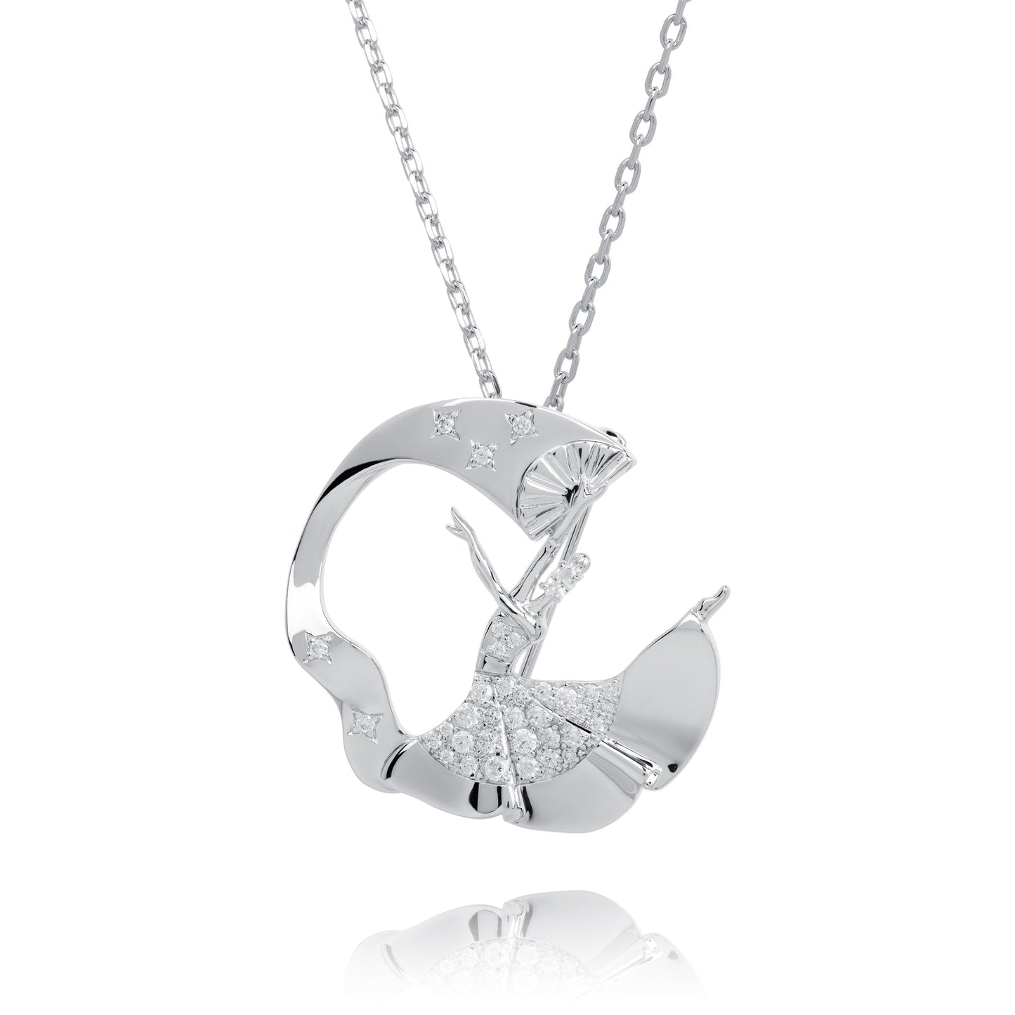 Diamond Cut Chain Rhodium Plated for Brooch