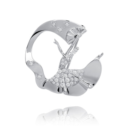 Fan Dance Brooch Silver
