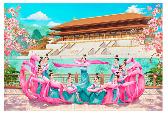 Sleeves of the Tang Palace Giclée Print - Hand-Painted Original
