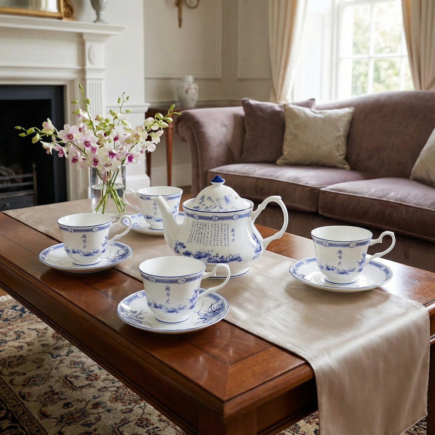 Poets of the Orchid Pavilion 4-Cup Tea Set (1000ml)