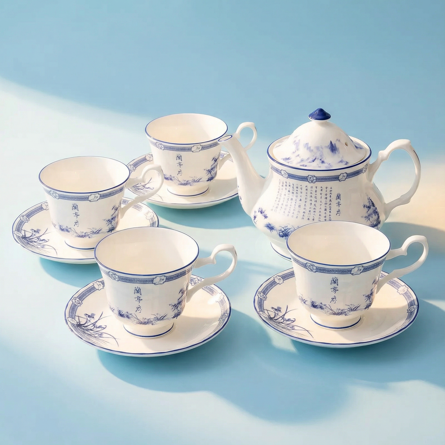 Poets of the Orchid Pavilion 4-Cup Tea Set (1000ml)