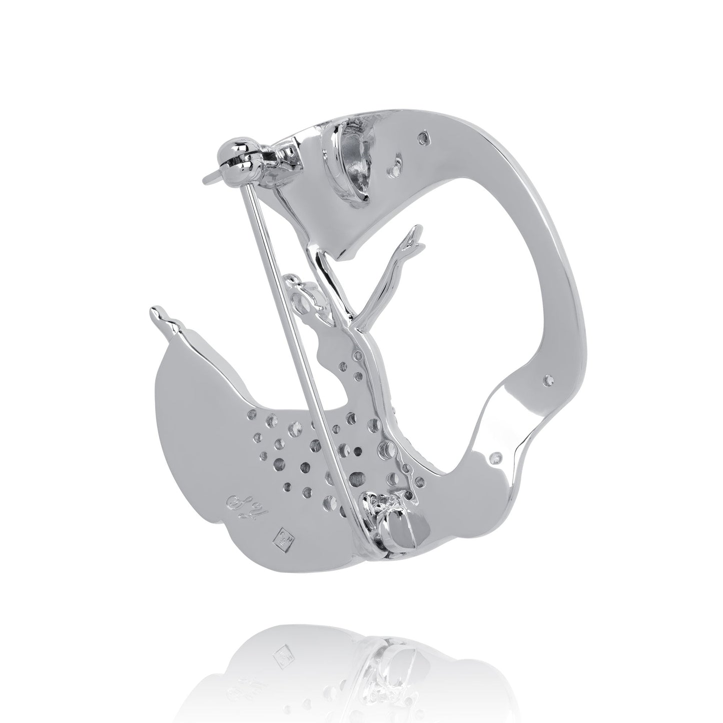 Fan Dance Brooch Silver