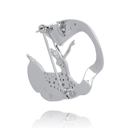 Fan Dance Brooch Silver