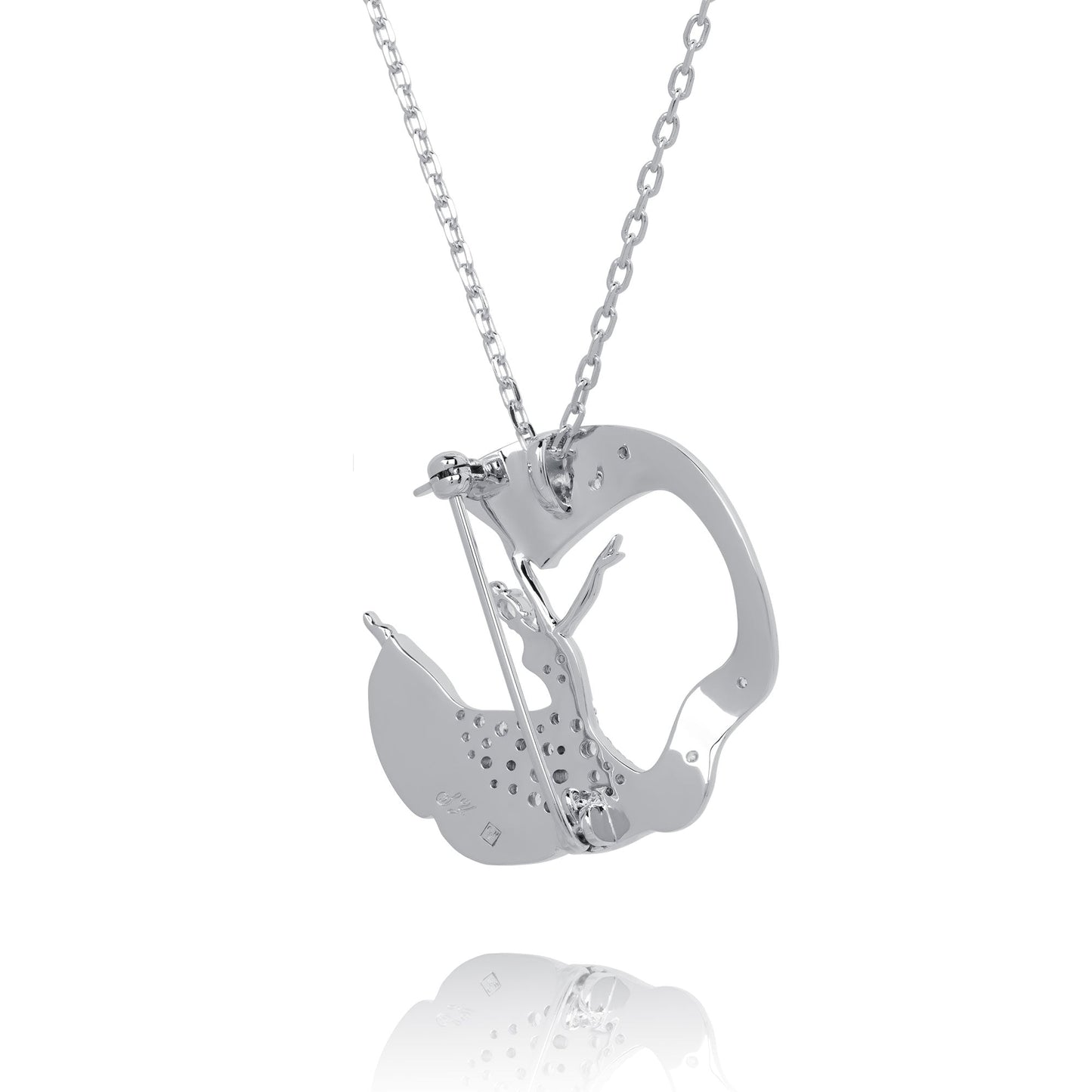 Diamond Cut Chain Rhodium Plated for Brooch