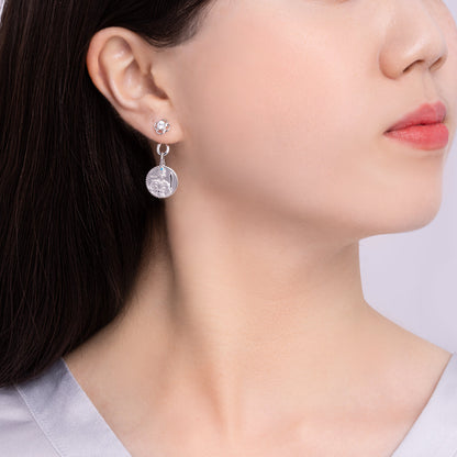 Ruyi Charm Hoop Earrings Silver