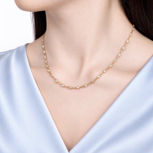 14K Gold Crochet Sparkle Necklace