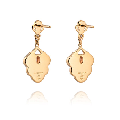 Tang Flowing Gowns Drop Earrings Purple