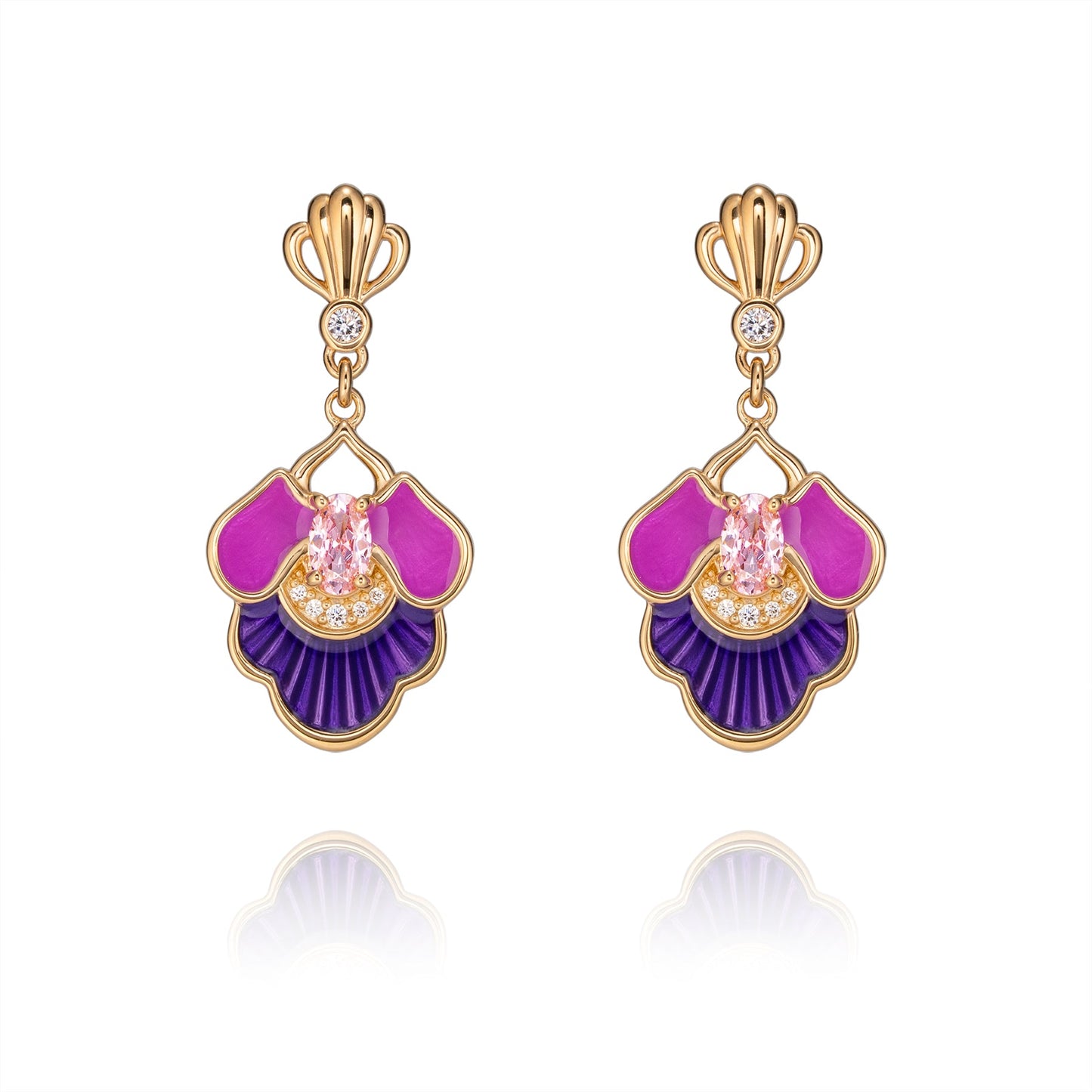 Tang Flowing Gowns Drop Earrings Purple