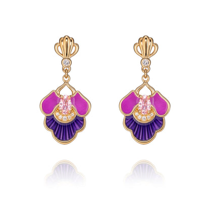 Tang Flowing Gowns Drop Earrings Purple