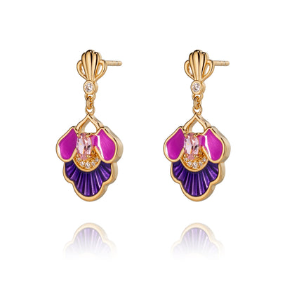 Tang Flowing Gowns Drop Earrings Purple