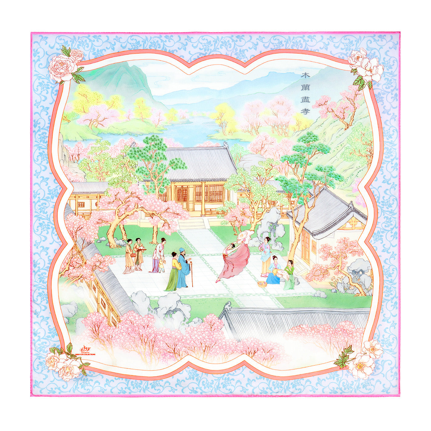 The Mulan Scarf Pink and Sky Blue