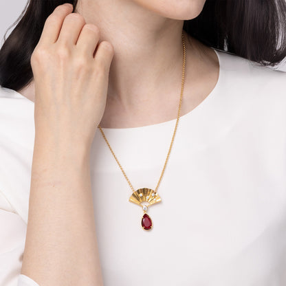 Radiant Fan Necklace Ruby