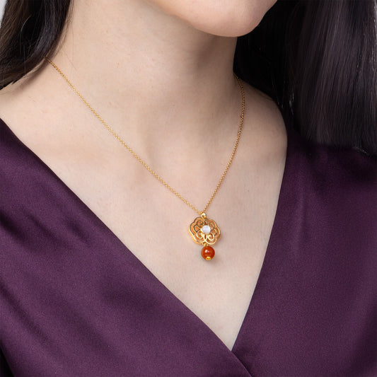 Blissful Ruyi Necklace with Carnelian