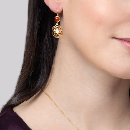 Blissful Ruyi Hook Earrings with Carnelian