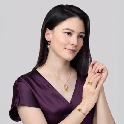 Blissful Ruyi Hook Earrings with Green Agate