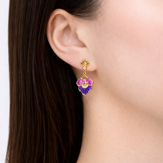 Tang Flowing Gowns Drop Earrings Purple