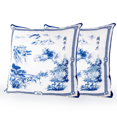 Poets of the Orchid Pavilion Cushion Cover Set of 2