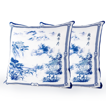 Poets of the Orchid Pavilion Cushion Cover Set of 2