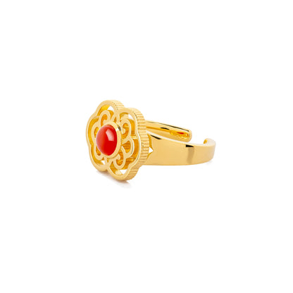 Blissful Ruyi Ring with Carnelian size 6/7