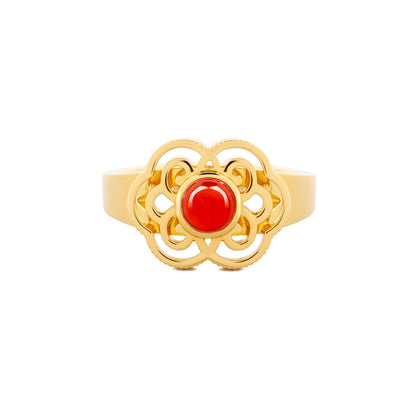 Blissful Ruyi Ring with Carnelian size 8/9