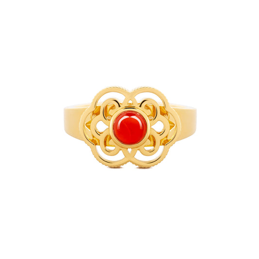 Blissful Ruyi Ring with Carnelian size 6/7