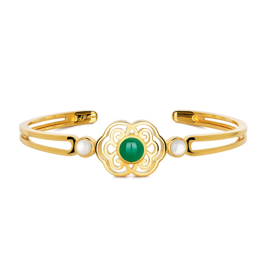 Blissful Ruyi Bangle with Green Agate