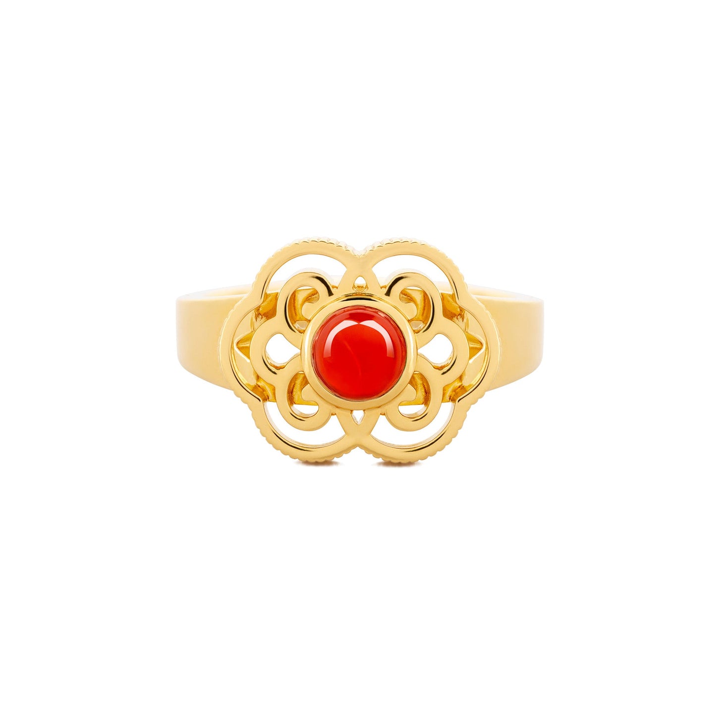 Blissful Ruyi Ring with Carnelian size 6/7