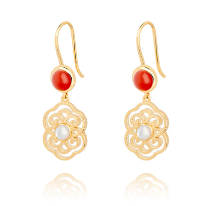 Blissful Ruyi Hook Earrings with Carnelian